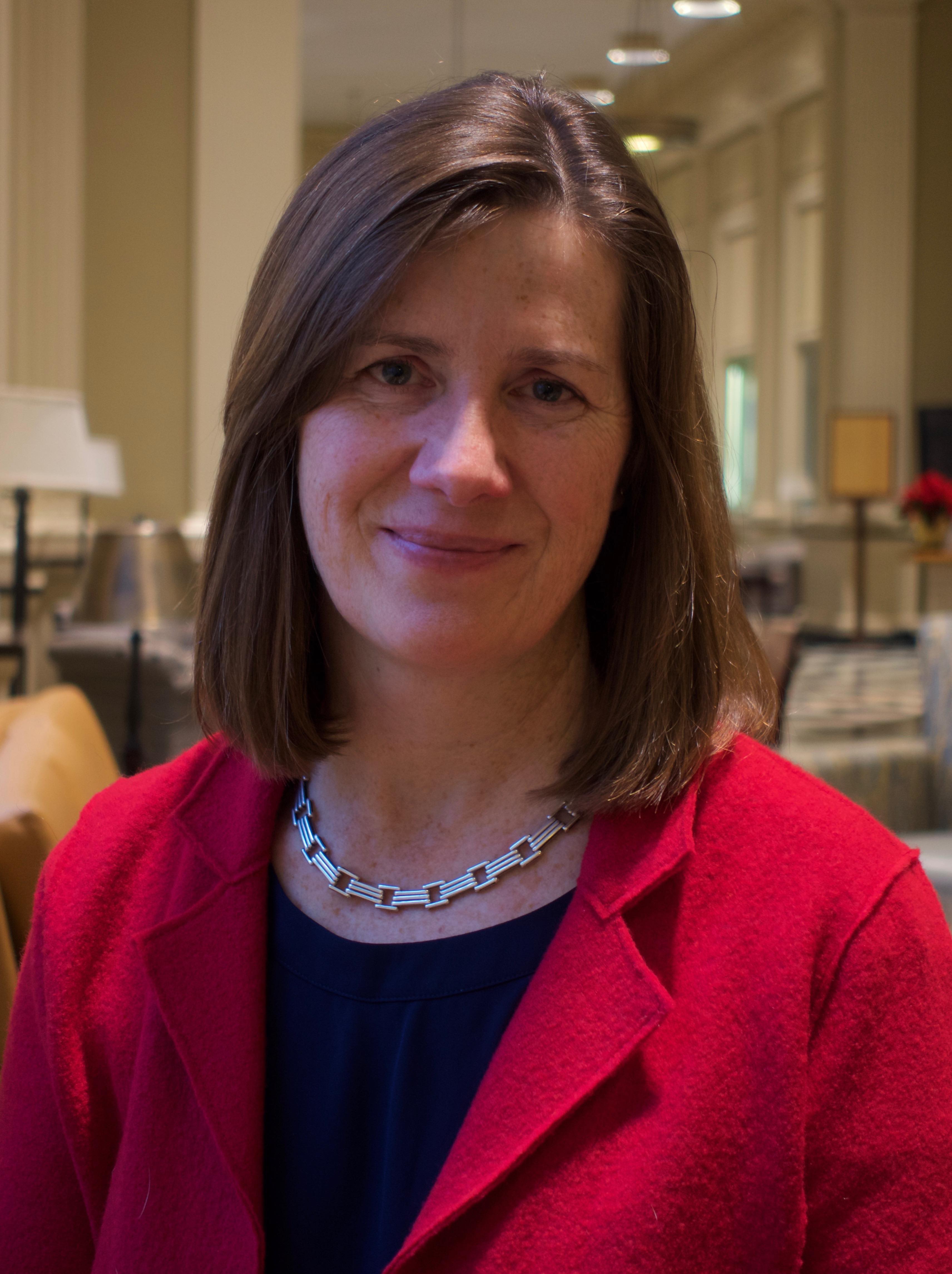 Lizann Peyton at Baker Library on the Dartmouth campus.